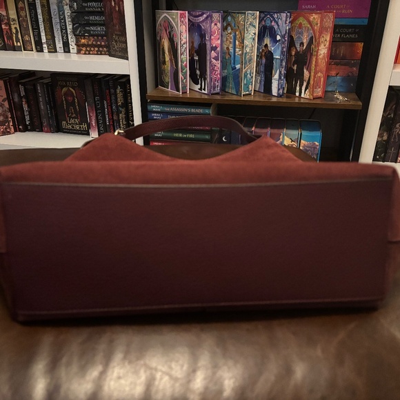 ♠️Kate Spade 454 Suede Large Shoulder Bag, Dark Merlot Burgundy Wine Red NEW NWT - Picture 6 of 9